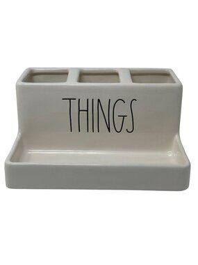 Rae Dunn Ceramic THINGS Organizer Desk Caddy Pen Holder Kitchen Office College